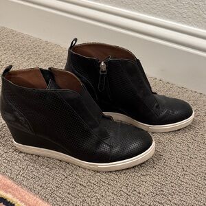 Paolo Black Perforated Wedge Shoes